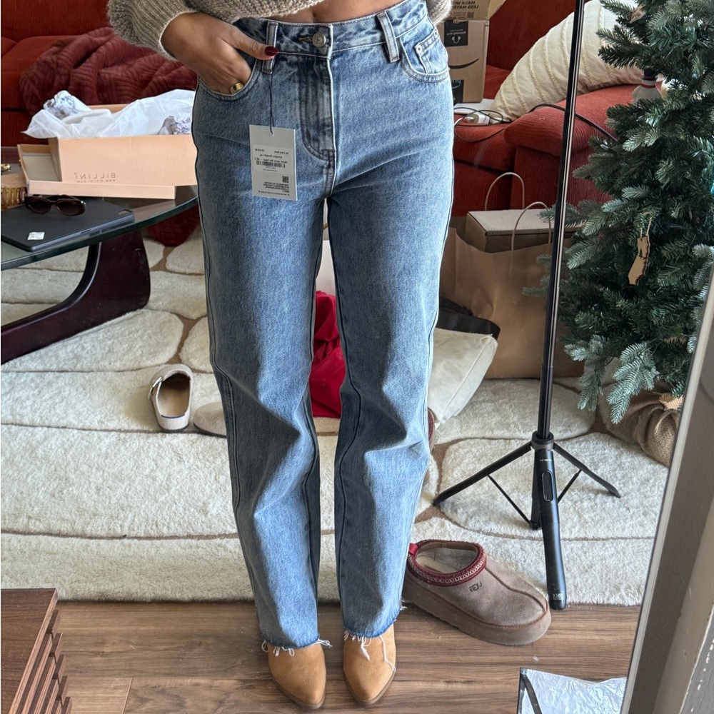 High waisted straight denim